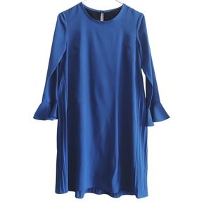 Le Gali Back Pleated Blue Dress